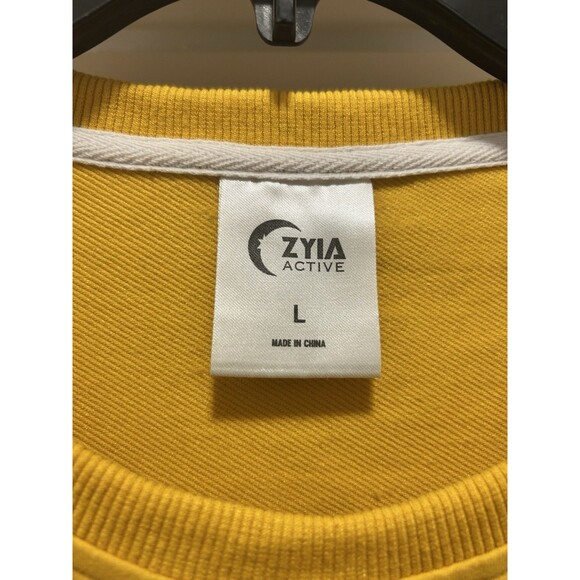 Zyia Active Mustard Yellow Crew Neck Crop Sweatshirt Size Large Athleisure Gym - Picture 2 of 4